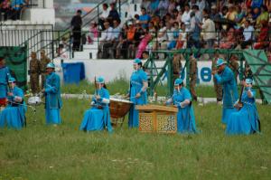 Selenge Naadam Opening Ceremony: Musicians playing traditional horsehead fiddles
