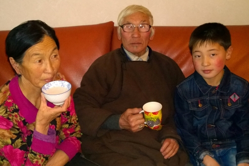 Dashka's parents with their grandson Muugii (December, 2014)